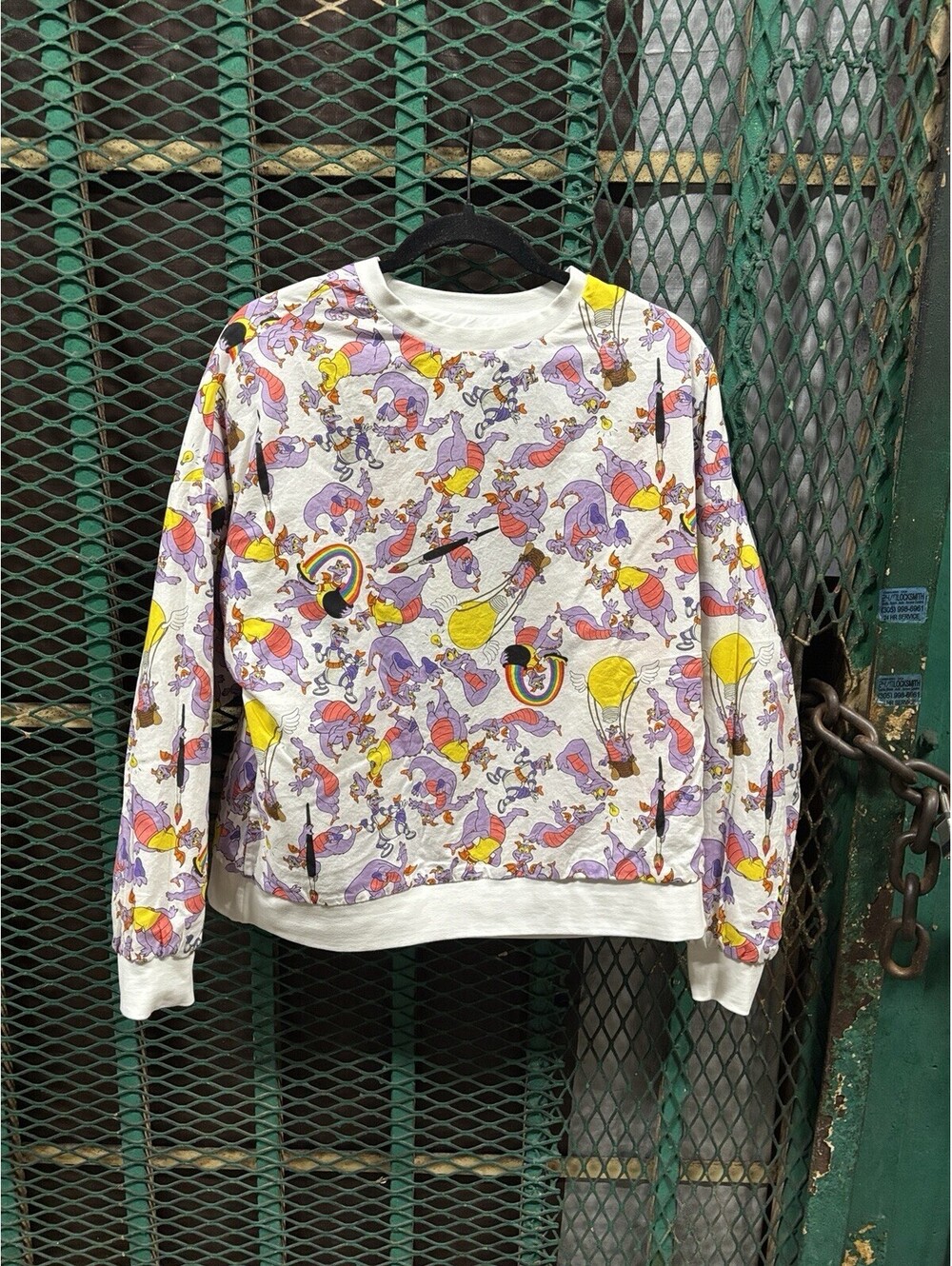 Disney Parks Figment Dragon Sweatshirt Reversible Medium Large Oversized VTG - Picture 4 of 6